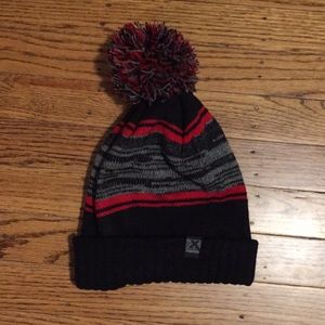 Black and red winter hat